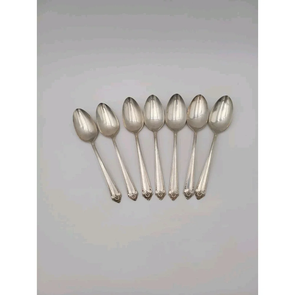 Rogers & Bro silverplate flatware Starlight 7 Tablespoons Vtg Dinner Spoons